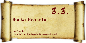 Berka Beatrix névjegykártya